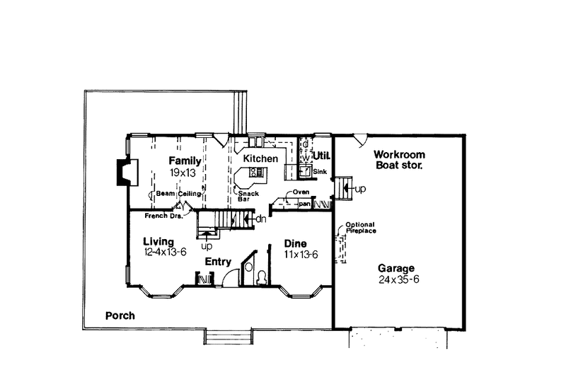 Home Plan - Floor Plan - Main Floor for Prairie House Plan #300-143 - 4 bed, 2.5 bath