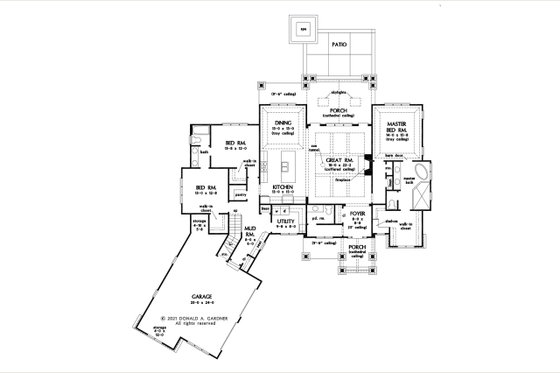 Floor Plan - Main Floor for Craftsman House Plan #929-1154 - 3 bed, 2.5 bath