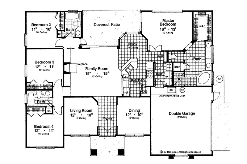 House Blueprint - Floor Plan - Main Floor for Mediterranean House Plan #417-638 - 4 bed, 3 bath