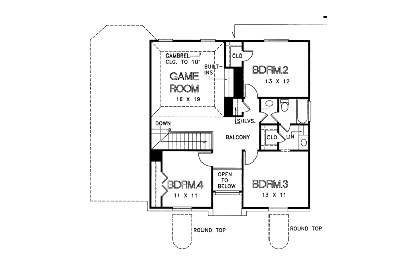 Dream House Plan - Floor Plan - Upper Floor for Country House Plan #974-19 - 4 bed, 2.5 bath