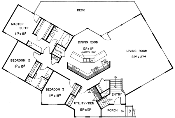 Home Plan - Contemporary Floor Plan - Main Floor Plan #60-816
