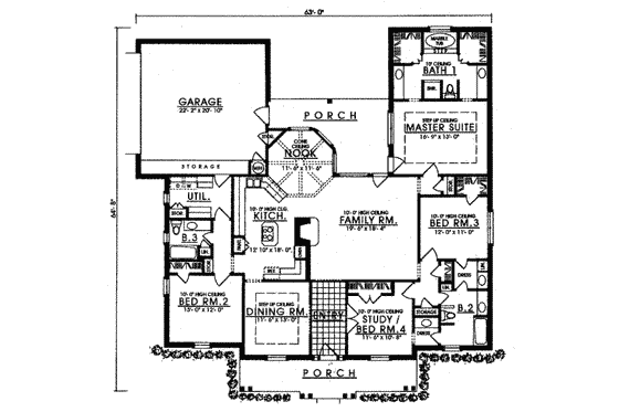 Floor Plan - Main Floor for Southern House Plan #40-255 - 3 bed, 3 bath