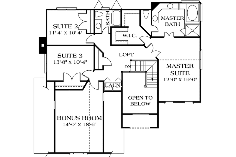Dream House Plan - Floor Plan - Upper Floor for Traditional House Plan #453-511 - 3 bed, 2.5 bath