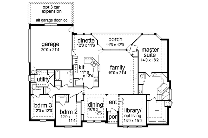 Dream House Plan - Floor Plan - Main Floor for Traditional House Plan #84-774 - 3 bed, 2 bath
