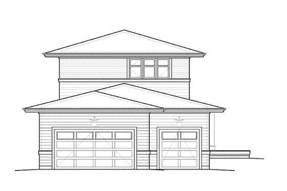Exterior - Rear Elevation for Prairie House Plan #895-69 - 3 bed, 2.5 bath