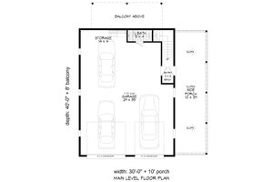 Floor Plan - Main Floor for Country House Plan #932-1187 - 1 bed, 1.5 bath