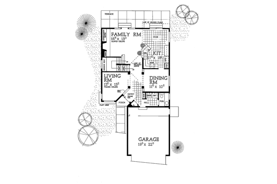Floor Plan - Main Floor for Traditional House Plan #72-957 - 3 bed, 2.5 bath