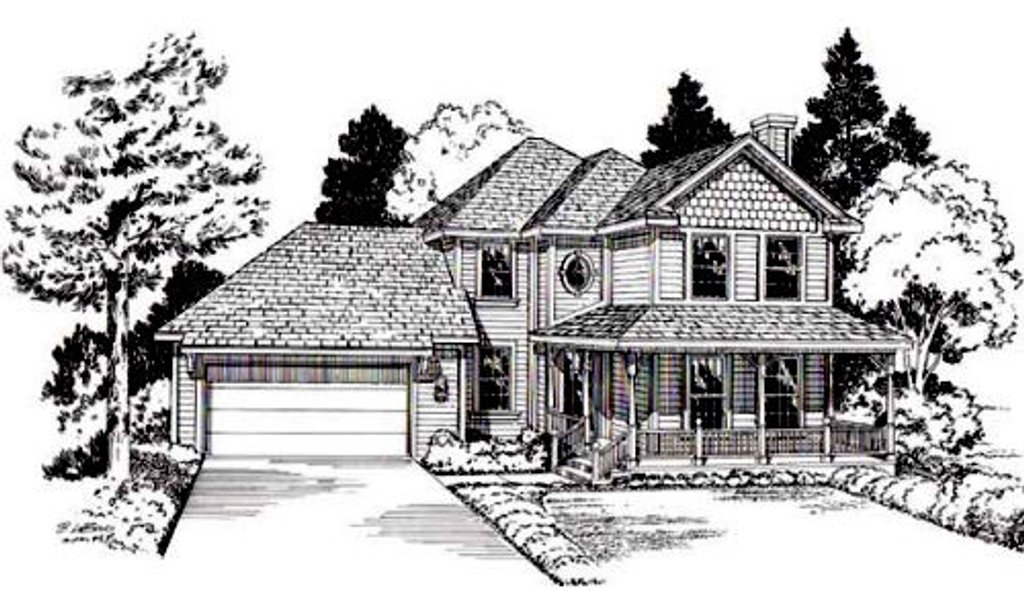 Exterior - Front Elevation 2 for Country House Plan #312-822 - 3 bed, 2.5 bath