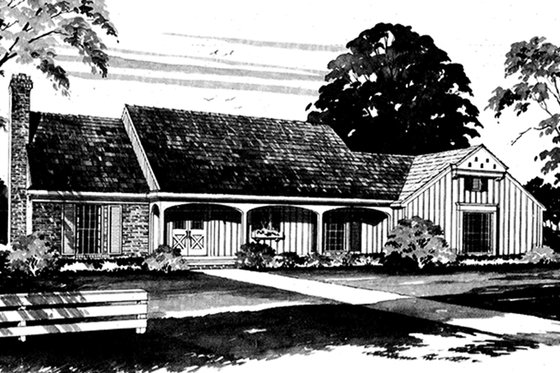 Exterior - Front Elevation 3 House Plan #72-635 - 4 bed, 2.5 bath