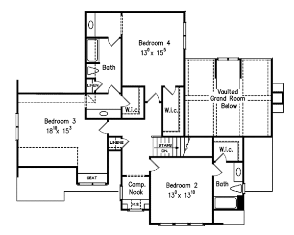 House Design - European Floor Plan - Upper Floor Plan #927-496