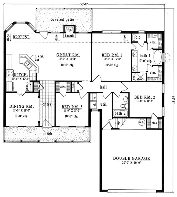 Architectural House Design - Country Floor Plan - Main Floor Plan #42-649
