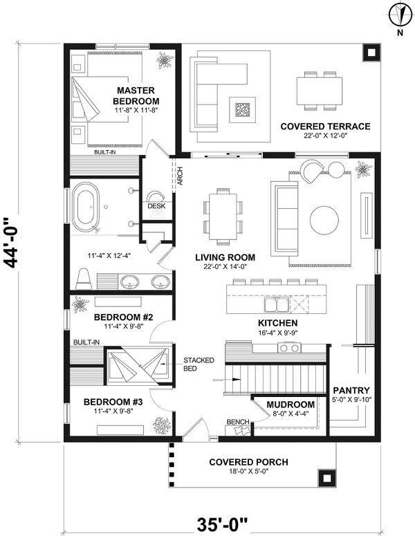 Dream House Plan - Floor Plan - Other Floor for Farmhouse House Plan #23-2907 - 3 bed, 1 bath