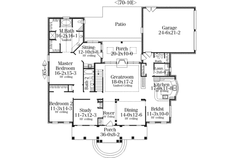 House Design - Floor Plan - Main Floor for Colonial House Plan #406-107 - 3 bed, 3.5 bath