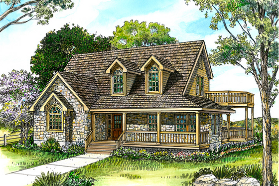 Exterior - Front Elevation for Farmhouse House Plan #140-120 - 3 bed, 2.5 bath
