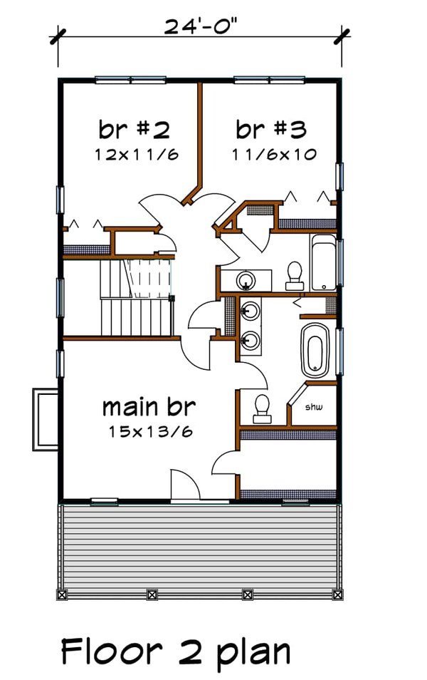 Dream House Plan - Floor Plan - Upper Floor for Craftsman House Plan #79-229 - 3 bed, 2.5 bath