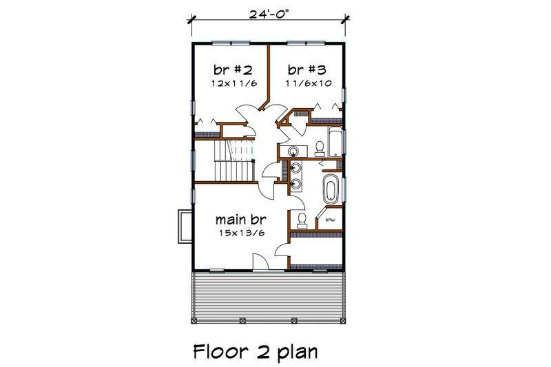Dream House Plan - Floor Plan - Upper Floor for Craftsman House Plan #79-229 - 3 bed, 2.5 bath