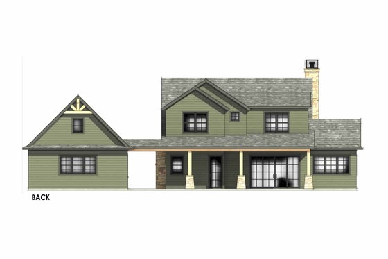 Exterior - Rear Elevation 1 for Craftsman House Plan #1096-163 - 3 bed, 2.5 bath