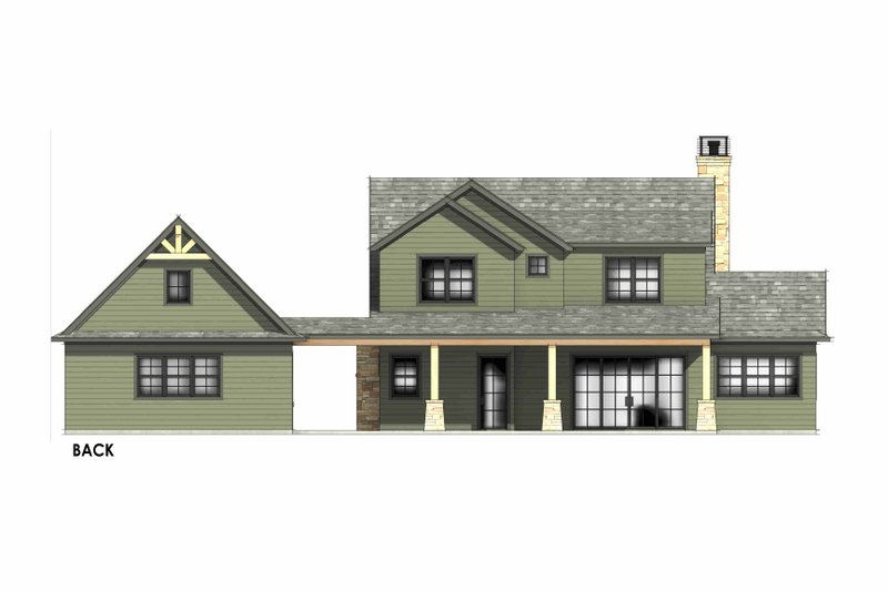 House Blueprint - Exterior - Rear Elevation 1 for Craftsman House Plan #1096-163 - 3 bed, 2.5 bath