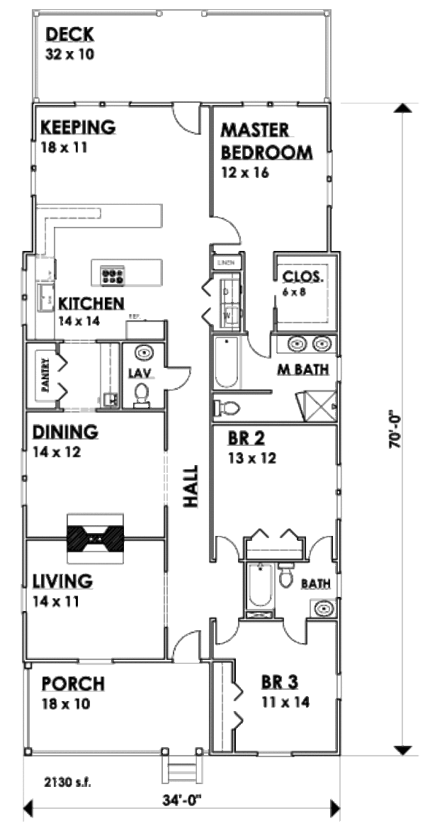 Architectural House Design - Cottage Floor Plan - Main Floor Plan #30-199