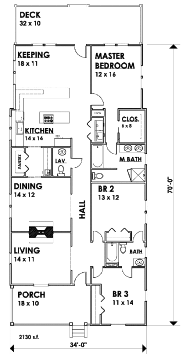 Cottage Floor Plan - Main Floor Plan #30-199