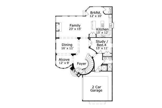 Floor Plan - Main Floor for European House Plan #411-477 - 4 bed, 5.5 bath