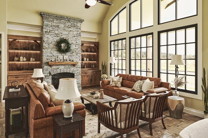 Architectural House Design - Interior - Family Room for Craftsman House Plan #54-435 - 3 bed, 2.5 bath