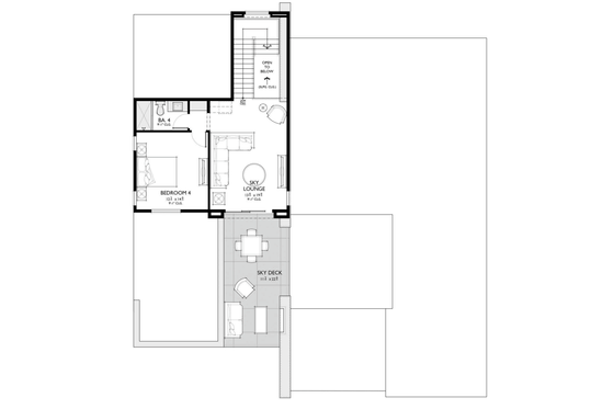 Floor Plan - Upper Floor for Modern House Plan #1087-1 - 4 bed, 3.5 bath