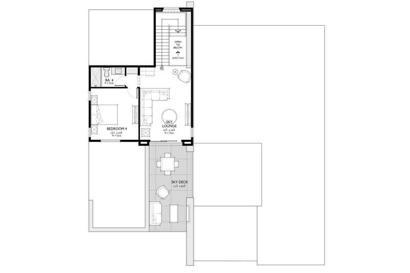 House Blueprint - Floor Plan - Upper Floor for Modern House Plan #1087-1 - 4 bed, 3.5 bath