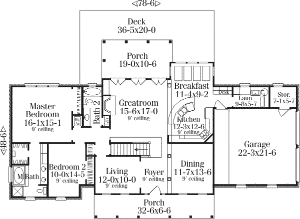 Home Plan - Southern Floor Plan - Main Floor Plan #406-109