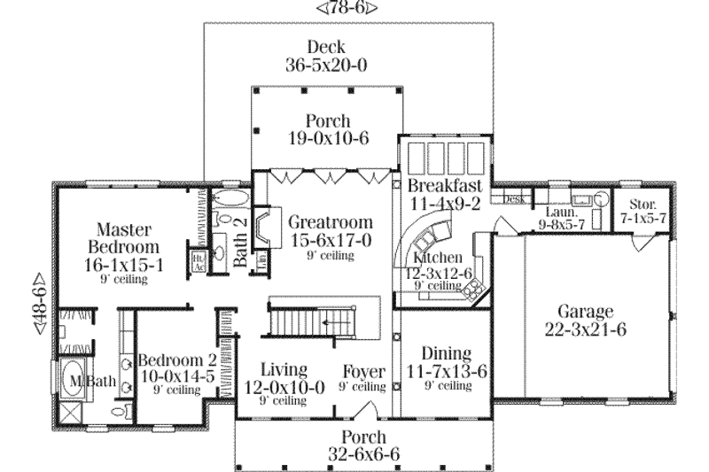Dream House Plan - Floor Plan - Main Floor for Southern House Plan #406-109 - 4 bed, 3 bath