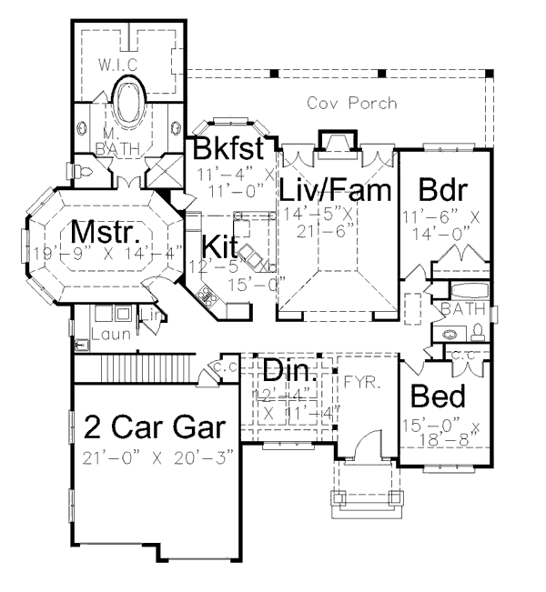 House Plan Design - Tudor Floor Plan - Main Floor Plan #119-332