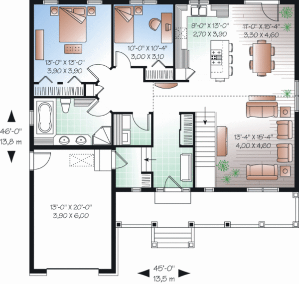 House Plan Design - Cottage Floor Plan - Main Floor Plan #23-2282