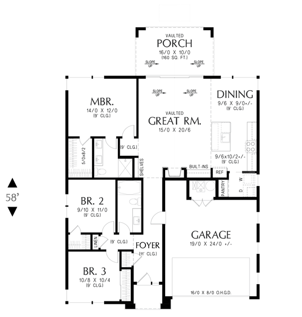 House Blueprint - European Floor Plan - Main Floor Plan #48-1206