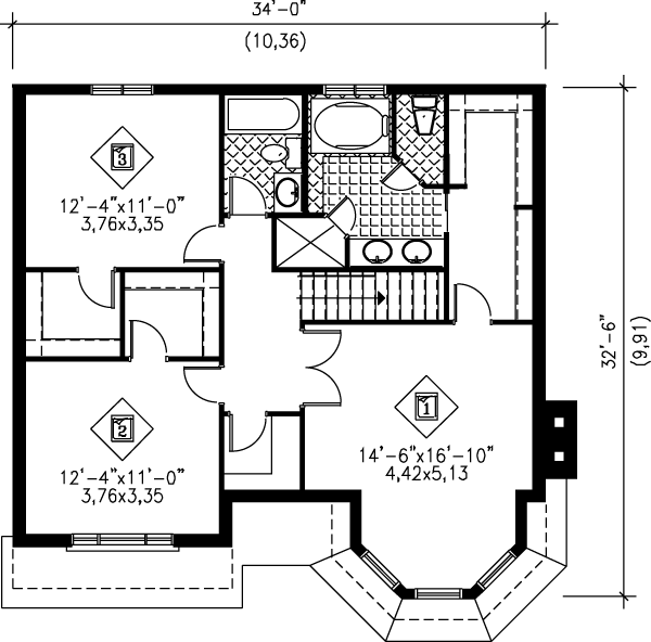 European Floor Plan - Upper Floor Plan #25-218