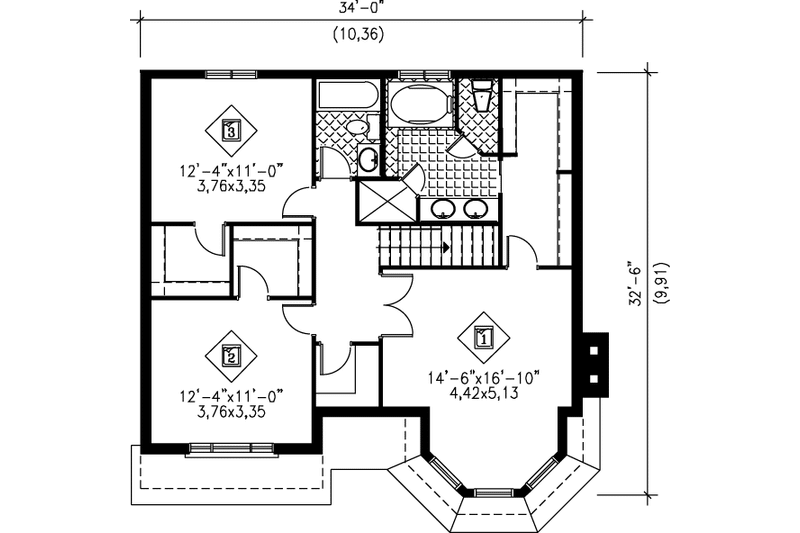 Dream House Plan - Floor Plan - Upper Floor for European House Plan #25-218 - 3 bed, 2.5 bath