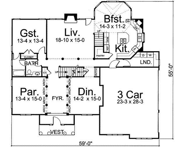 House Design - European Floor Plan - Main Floor Plan #119-154