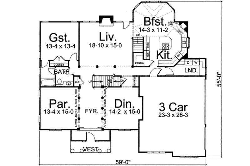 Home Plan - Floor Plan - Main Floor for European House Plan #119-154 - 5 bed, 4.5 bath