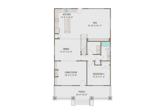 Floor Plan - Main Floor for Craftsman House Plan #461-47 - 4 bed, 3 bath