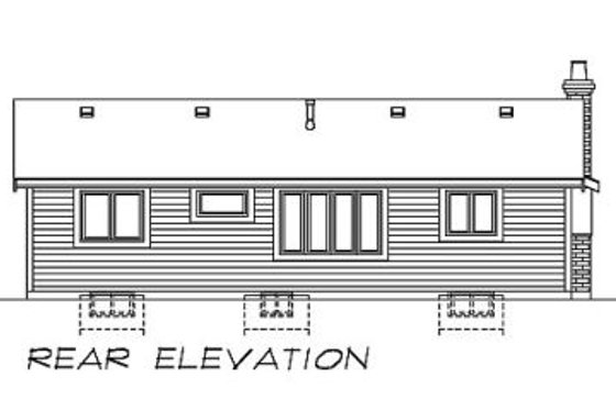 Exterior - Rear Elevation for Ranch House Plan #47-136 - 3 bed, 1 bath
