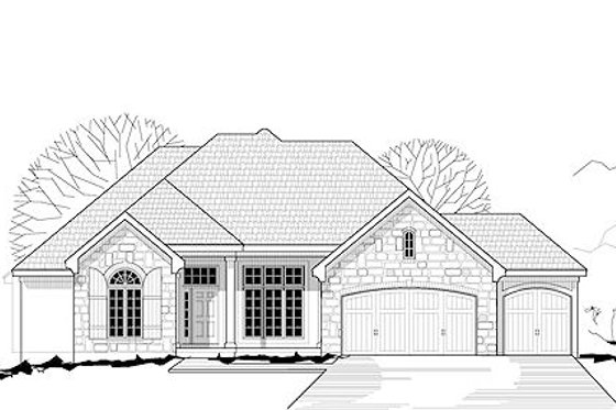Exterior - Front Elevation for European House Plan #67-883 - 4 bed, 3.5 bath