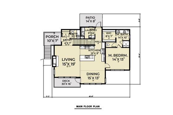 Floor Plan - Main Floor for Contemporary House Plan #1070-145 - 3 bed, 3 bath