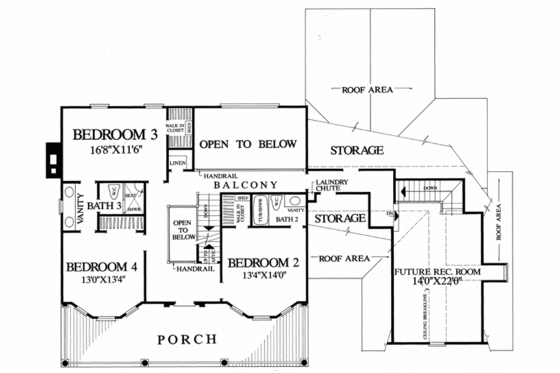 Floor Plan - Upper Floor for Southern House Plan #137-107 - 4 bed, 3 bath