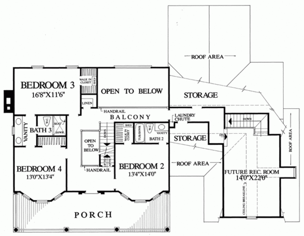 Home Plan - Southern Floor Plan - Upper Floor Plan #137-107
