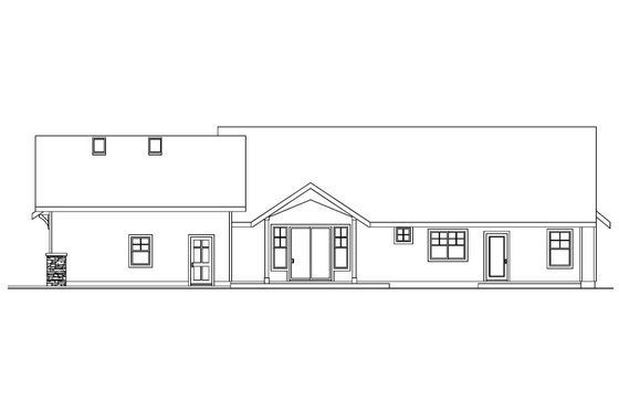 Exterior - Rear Elevation for Craftsman House Plan #124-583 - 3 bed, 2.5 bath
