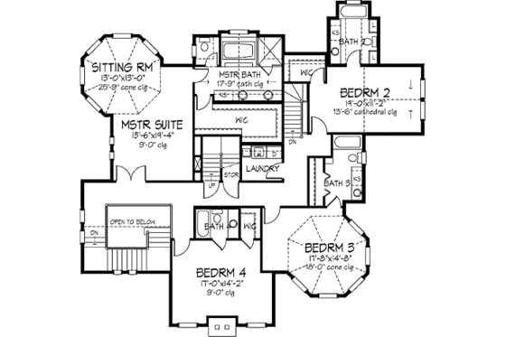 Floor Plan - Upper Floor for Victorian House Plan #320-414 - 5 bed, 5.5 bath