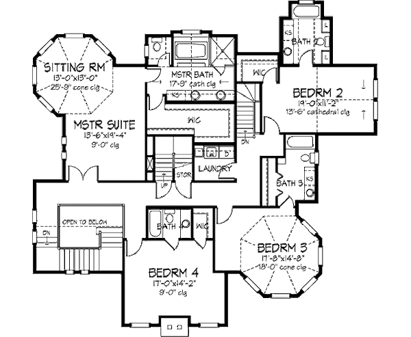 Architectural House Design - Victorian Floor Plan - Upper Floor Plan #320-414