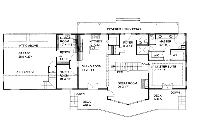 Dream House Plan - Floor Plan - Main Floor for Cabin House Plan #117-783 - 3 bed, 3.5 bath