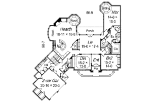 Floor Plan - Main Floor for European House Plan #329-321 - 4 bed, 3.5 bath