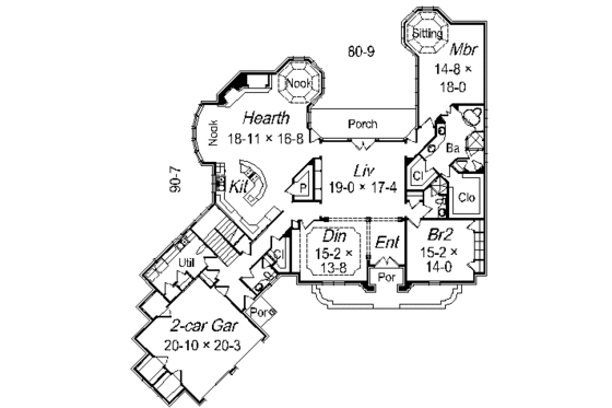 Floor Plan - Main Floor for European House Plan #329-321 - 4 bed, 3.5 bath