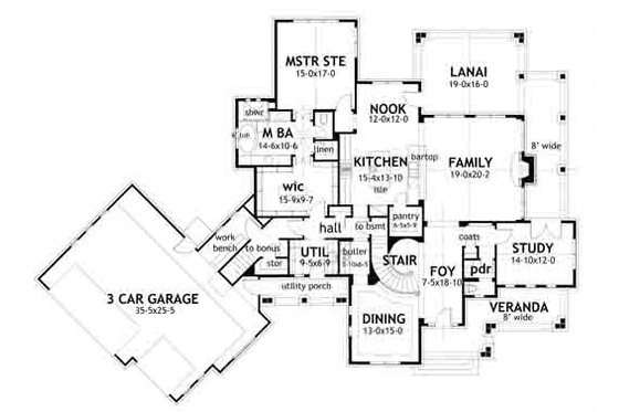 Floor Plan - Main Floor for Farmhouse House Plan #120-195 - 3 bed, 2.5 bath